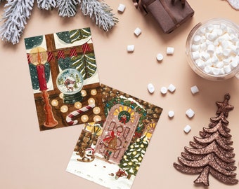 North Pole Notes Postkarten Set | Weihnachts Postkartenset, 8 Postkarten | Weihnachtskarten Pack | Weihnachtskarten Set | Malerische Winter Postkarte