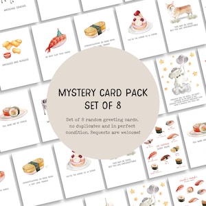Mystery Pack-kaarten | Set van 8 | Diverse wenskaarten | Handtas | Verrassingskaartenpakket | Willekeurige bundel gelegenheidskaarten