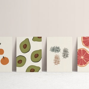 Cartes postales naturelles, lot de 4 ou 8 cartes postales | Art abstrait | postale d'art | Jeu de cartes postales botaniques | Mini-impressions