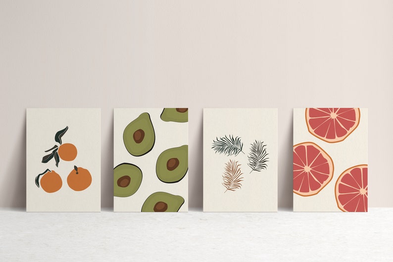 Natural Postcard Collection, Set of 4 or 8 Postcards Abstract Art Art Postcard Botanical Postcard Set Mini Prints image 1