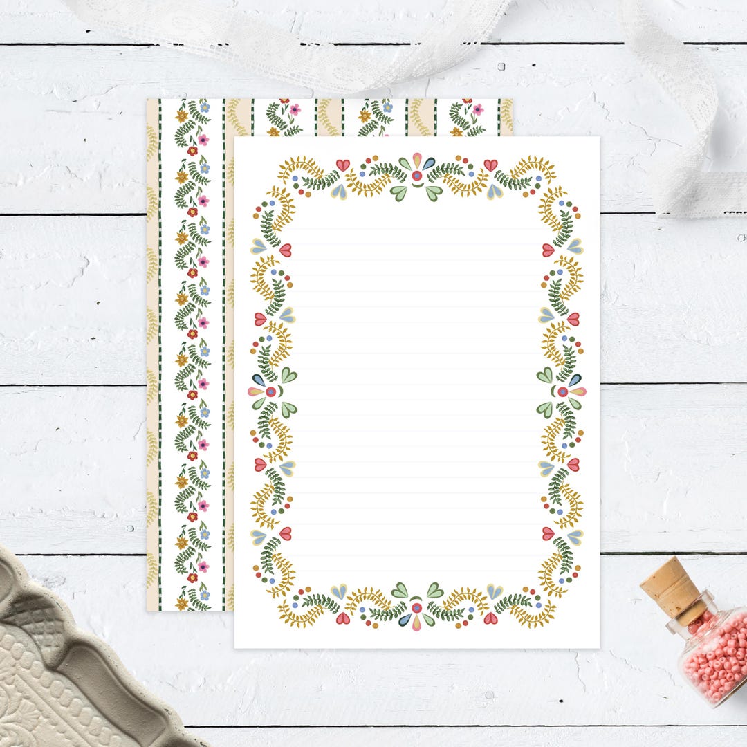 Folk Floral Stationery Set : Floral Letter Writing Paper - Etsy