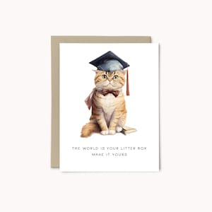 Tarjeta de graduación de gato / Tarjeta de felicitación divertida para graduados / Felicitaciones para graduados / Tarjeta para amantes de los gatos / Caja de arena / Tarjeta con juego de palabras divertido