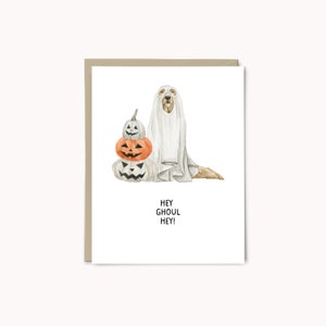 Cartão do Dia das Bruxas do cão | Presente para amantes de cães | Cartão engraçado do cão | Cartões de Halloween | Fantasia de Halloween para cachorro | Cartão de Halloween em aquarela