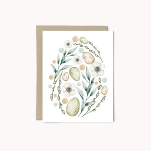 Ovo da páscoa da aguarela cartão comemorativo | Primavera ilustrada Notecard | Celebração | Cartão de Páscoa | Presente para Páscoa | Cartão de Páscoa floral