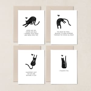 Tarjetas de San Valentín Moody Cat / Tarjetas Cat Pun / Tarjetas de gato / Tarjeta de gato divertida / Tarjeta amante del gato / Tarjeta Crazy Cat Lady / Amor de gato / Paquete de tarjetas