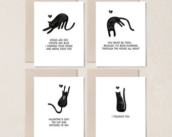 Moody Cat Valentine's Day Cards | Cat Pun Cards | Cat Cards | Funny Cat Card | Cat Lover Card | Crazy Cat Lady Card | Cat Love | Card Pack