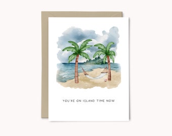 Funny Retirement Card | Island Time Tropical Beach Vacation Greeting