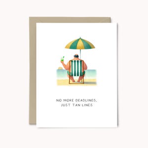 heure de l'île | Carte de retraite drôle de jeu de mots | Cadeau de retraite pour un collègue de travail | Carte de retraite pour papa | Vous êtes à la retraite | Aquarelle illustrée