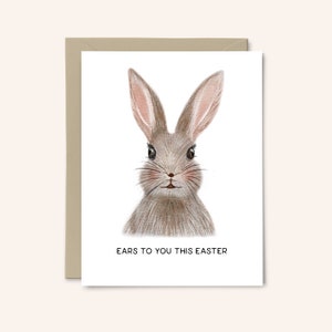 Des oreilles pour vous à Pâques Carte de vœux de Pâques Carte-cadeau de Pâques aquarelle Lapin de Pâques Bravo à vous Célébration du printemps image 1