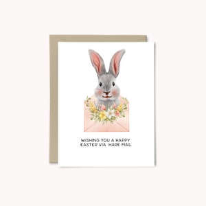 Osterwünsche via Hasenpost Osterkarte | Osterhase Karte | Ostergrüße | Aquarell Osterhase Karte | Osterkarte | Osterkorb