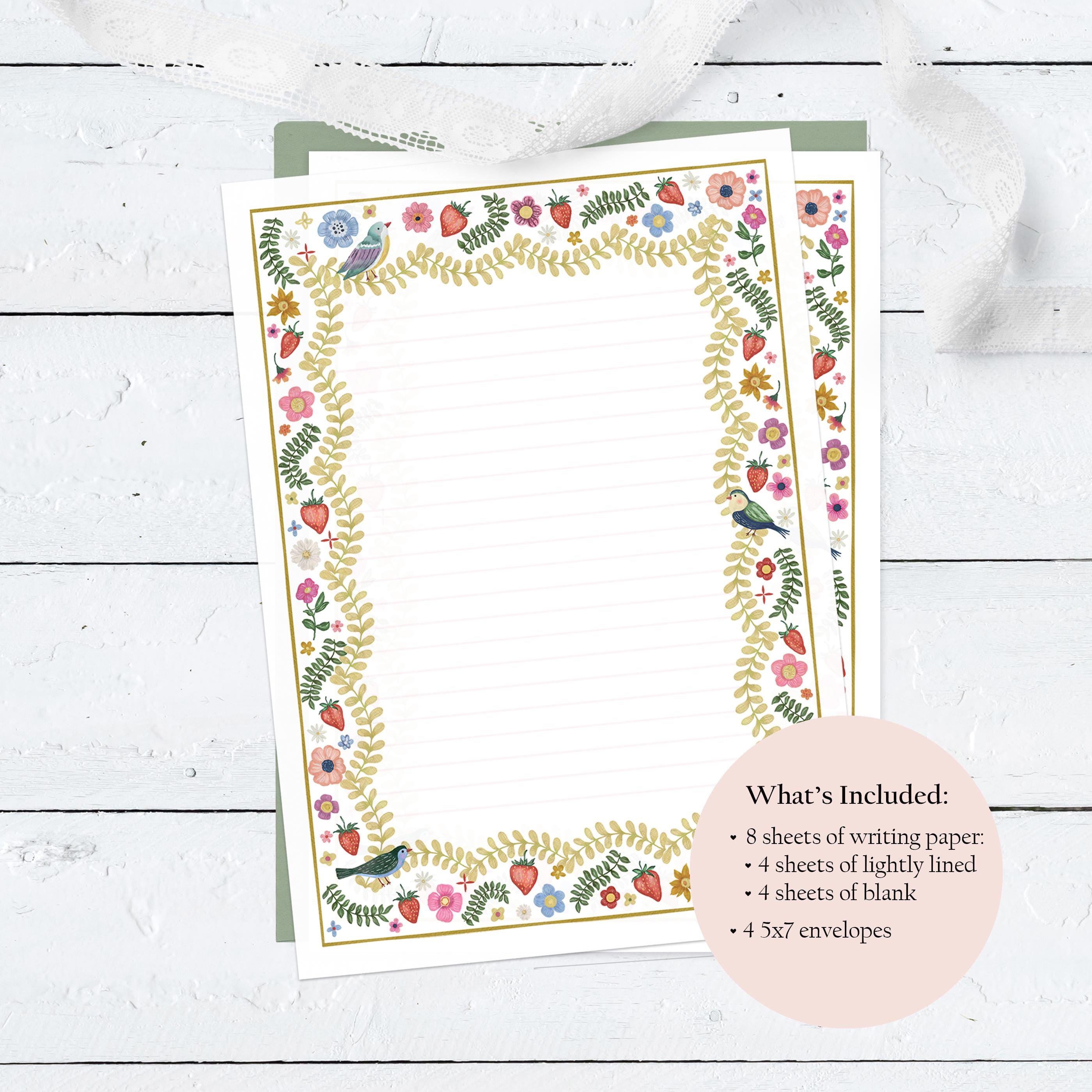 Floral Bird Stationery Set | Folk Art Letter Writing Paper With ...