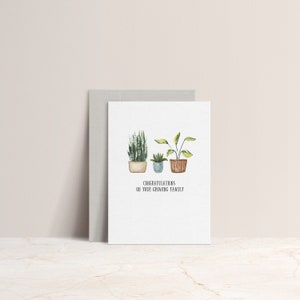 Congratulations on Your Growing Family New Baby Card, New Arrival Card, Watercolor Plants, New Baby Gift Seeded Paper New Baby Greeting image 1