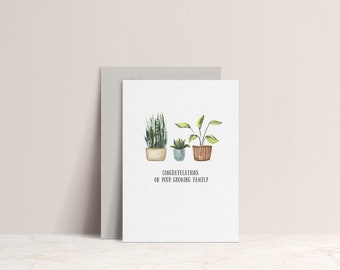 Congratulations on Your Growing Family New Baby Card, New Arrival Card, Watercolor Plants, New Baby Gift | Seeded Paper | New Baby Greeting