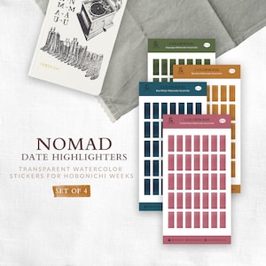 Nomad Colorwash Hobonichi Weeks Date Covers Sticker Sheet Set | Planer Aufkleber | Aufkleber Textmarker | Transparente Aquarell Datumsabdeckungen