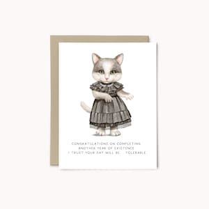 d'anniversaire mercredi | Carte d'anniversaire drôle de chat | de voeux de chat gothique | Humour d'anniversaire | Anniversaire de chat | Cadeau d'anniversaire pop culture