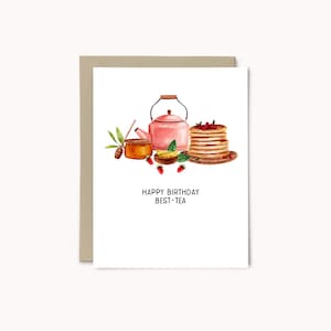 Feliz cumpleaños Mejor tarjeta de felicitación de té / Tarjeta de cumpleaños / Tarjeta para amante del té / Tarjeta de cumpleaños para ella / Tarjeta de cumpleaños Mejor amigo / Tarjeta de juego de palabras