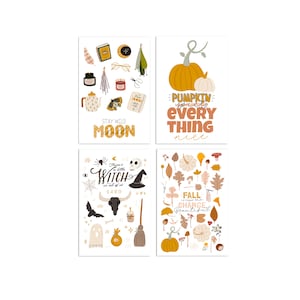 Moon Child, Halloween Postcards | Set of 4 or 8 | Halloween Postcard Pack | Pen Pal Postcard Set of Spooky Season