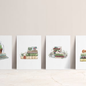 Conjunto de postales Cottage in the Woods, conjunto de 4, mini impresiones, ilustraciones en acuarela, papelería de inspiración vintage