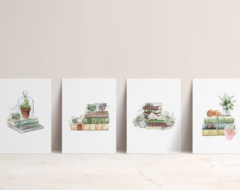 Cottage in the Woods Postcard Set, Set of 4, Mini Prints, Watercolor Illustrations, Vintage Inspired Stationery