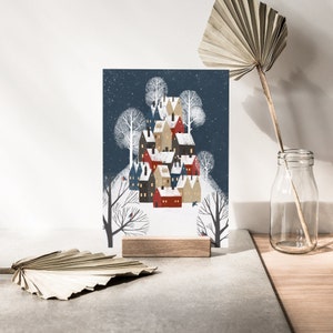 Ensemble de cartes postales au pays des merveilles d'hiver | Lot de cartes postales de Noël, lot de 4 ou 8 | Pack de cartes de vœux | Jeu de cartes de Noël | Carte postale hiver pittoresque