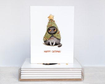 Boxed Funny Cat Christmas Card Set | Holiday Greeting Cards for Cat Lovers