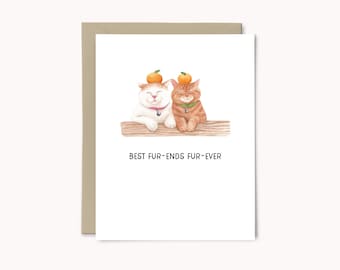 Best Furends Furever Greeting Card | Cat Card | Best Friends Card | Best Friend Gift | Greeting Card for Best Friend | Friendship Card