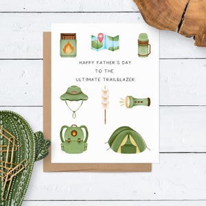 Carte de fête des pères pour papa amateur de plein air | Joyeuse fête des pères au pionnier ultime | Cadeau de camping | de randonnée pédestre | Carte d'aventure pour lui