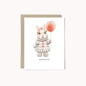 Cartão do Dia das Bruxas do palhaço de Bunnywise de <br> Entrega Rápida? Coelho bonito do palhaço apenas porque cartão comemorativo | Cartão vazio do feriado | Conjunto de 4 ou 8 ou Individual | Presente de Halloween