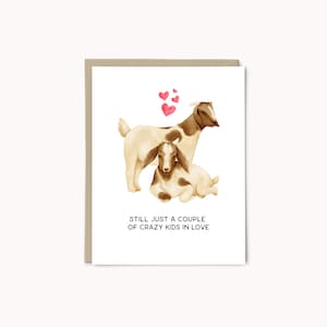 Crazy Kids in Love | Valentijnsdagwenskaart | Kaart voor jubileum | Geitenkaart | Liefdeskaart voor vrouw | Echtgenoot cadeau voor jubileum