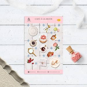 Conjunto de adesivos para chá de primavera Café a la Mode – Adesivos Cottagecore para diário, scrapbooking, chá de panela e lembrancinhas de aniversário