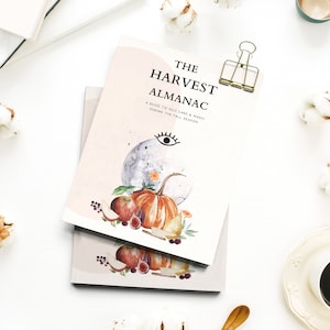 Outono Zine | Afirmações e presente de autocuidado | Receitas de outono e chá de ervas | Zine ilustrado em aquarela com folha de adesivos e cartão postal