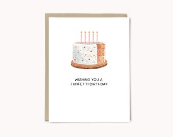 Funfetti Watercolor Birthday Card | Happy Birthday Card for Best Friend | Birthday Cake Pun Card | Foodie Greeting Card | Foodie Birthday