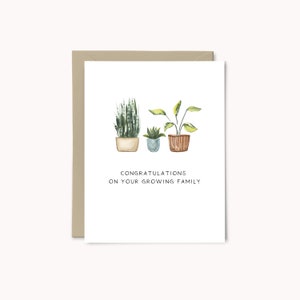 Herzlichen Glückwunsch zu Ihrer wachsenden Familie Neue Baby Karte, Neuankömmling Karte, Aquarell Pflanzen, Neues Baby Geschenk | Entkerntes Papier | Neues Baby-Gruß