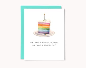 Beautiful Gay LGBTQ Birthday Card | Gay Pride Card | Gay Birthday Card | Pride Birthday | Oh What a Beautiful Morning | LGBTQ Pride Birthday