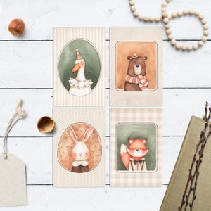 Woodland Animal Postcard Set | The Acorn Society Art Prints | Cottagecore Decor | Vintage Forest Creatures | Cozy Animal Stationery Gift Set