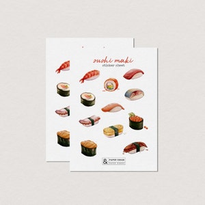 Sushi Maki-stickervellen | Plannerstickers | Voedselstickers | Bullet Journal-stickers | Sushistickers | Sushibroodje | Plakboekstickers