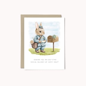 Tarjetas de conejito de Pascua Tarjeta de conejo de Pascua de primavera en acuarela Saludo de Pascua para un amigo