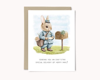 Watercolor Easter Bunny Card: Spring Easter Basket Stuffer Gift