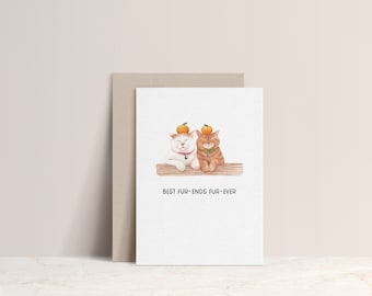 Best Furends Furever Greeting Card | Cat Card | Best Friends Card | Best Friend Gift | Greeting Card for Best Friend | Friendship Card