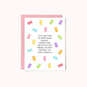 Gummy beren aanmoedigingskaart | Kaart voor vriend | Ondersteuningswenskaart | Kaart voor afstuderen | Nieuwe baan | Promotiecadeau | Opbeurend