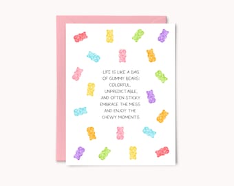 Gummy Bears Encouragement Card | Card for Friend | Support Greeting Card | Card for Graduation | New Job | Promotion Gift | Uplifting