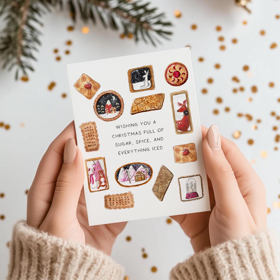 Watercolor Christmas Cookies Card Set: Festive, Cozy Foodie Greeting - Etsy