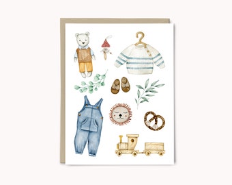 New Baby Boy Card | Keepsake Handmade Greeting Card | Eco Friendly Card for New Parents | Boho Gift for a New Baby  | Congratulations Card