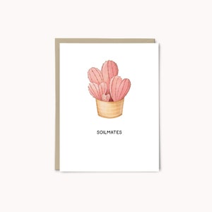 Le sol est un compagnon pour toujours : Carte de voeux mignonne d'amour de cactus | Carte de Saint Valentin | Cadeau d'anniversaire pour elle | Fait main et illustré