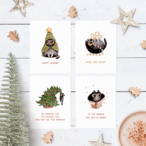 wizler Merry Christmas card con gatto e albero di Natale – Buon Natale – Biglietto di auguri di Natale – Funny Christmas Cards