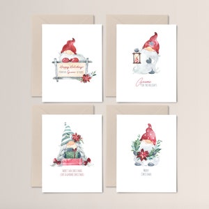 Gnome for the Holidays | Christmas Cards | Set of 4 Gnome Holiday Cards  | From Our Gnome to Yours | Merry Christmas | Holiday Card Set