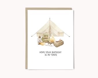carte d'anniversaire de camping | Carte d'anniversaire aventure | de voeux d'anniversaire | Voeux d'anniversaire de jeu de mots | Carte Aventure