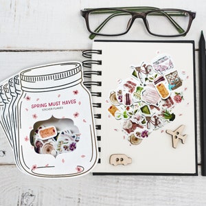Spring Must Haves Sticker Jar / Sticker Flakes / Watercolor Sticker Set / Spring Stickers / Journal Stickers / Aesthetic Stickers / Travel