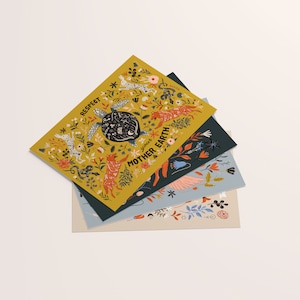Folklore Postcard Set | Animal Postcards | Folkart | Boho Postcards | Penpal Stationery | Art Prints | Eco Friendly Gifts | Folk Art Prints