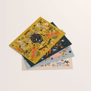 Ensemble de cartes postales folkloriques | Cartes postales d'animaux | Arts folkloriques | Cartes postales bohèmes | Papeterie pour correspondance | Impressions d'art | Cadeaux respectueux de l'environnement | Impressions d'art populaire